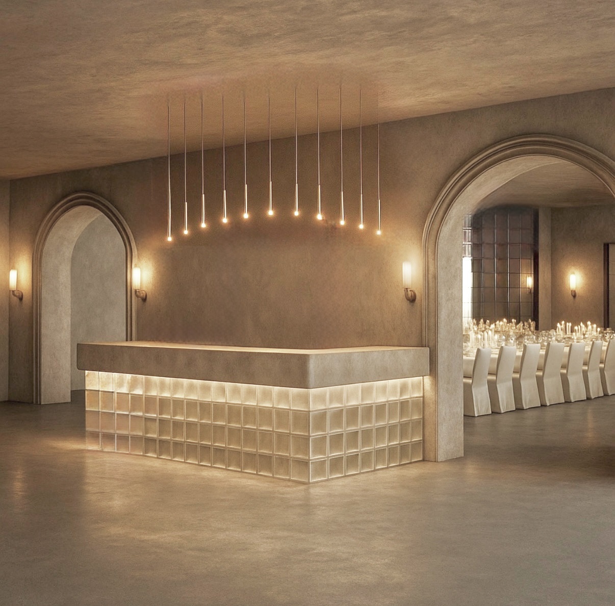Wohnzimmer Feinschliff mit warmer Lichtstimmung
